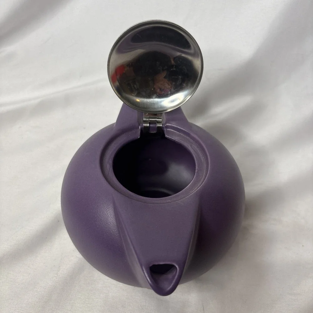 Zero Japan Ceramic Universal Teapot Purple Matte Finish Stainless Steel Lid Read